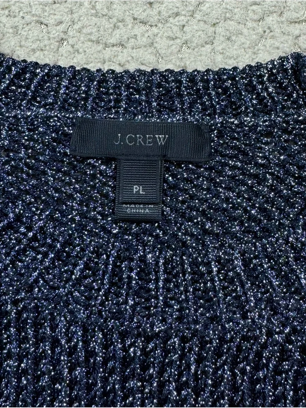 J. Crew Metallic Knit Crewneck Sweater Petite PL